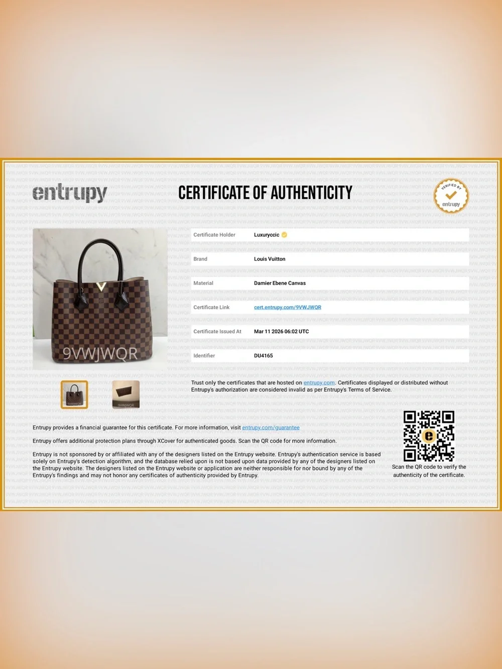 Louis Vuitton Kensington Damier Ebene Tote